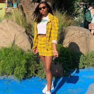 GUESS + UO Plaid Trucker Jacket & Skirt